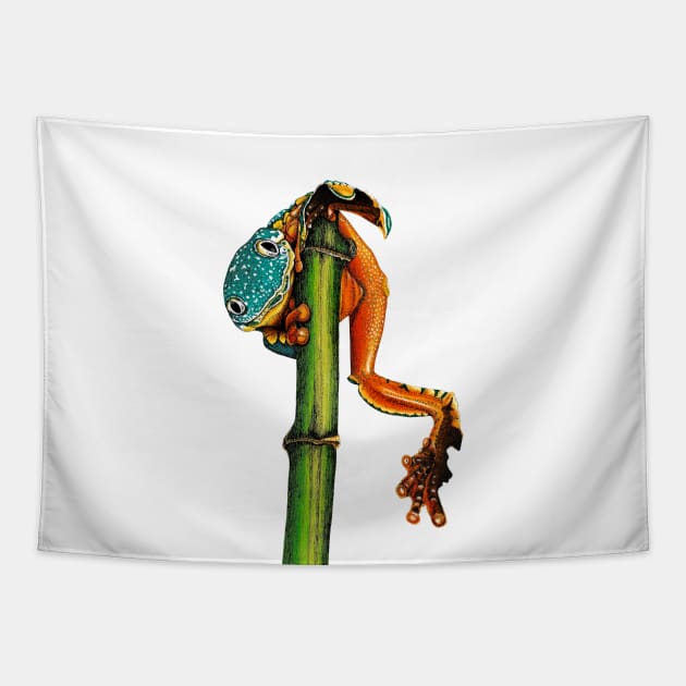 Fringed leaf tree frog Tapestry by lorendowding