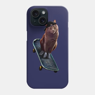 Skater Cat  Drawing: Gray Swag Cat with Skateboard, Sneakers and a Cap. Phone Case