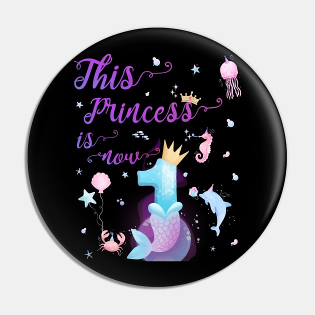 This Princess Is Now One Year Old 1st Cute Girl Birthday Pin by AimArtStudio