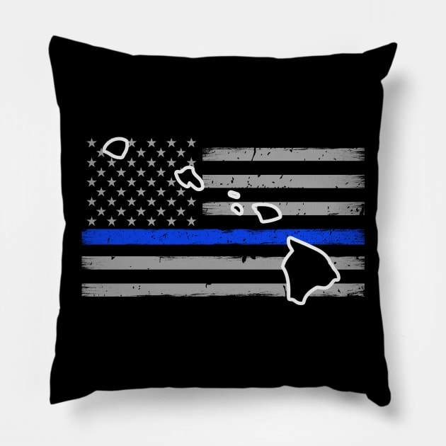 Hawaii Thin Blue Line Flag Pillow by bluelinemotivation