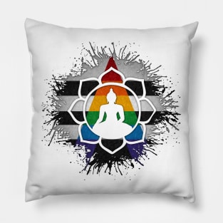 Paint Splatter LGBT Ally Pride Lotus Symbol Pillow