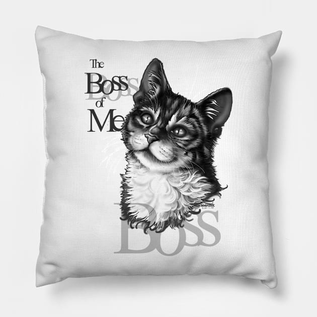 Boss Kitty Pillow by MetroInk