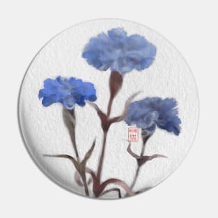watercolor and sumiE ink cornflowers Pin