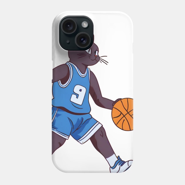 Black Cat Playing Basketball Phone Case by Millusti