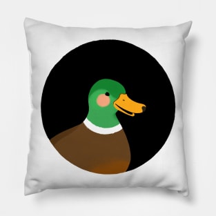 Green Mallard Duck in Circle Pillow