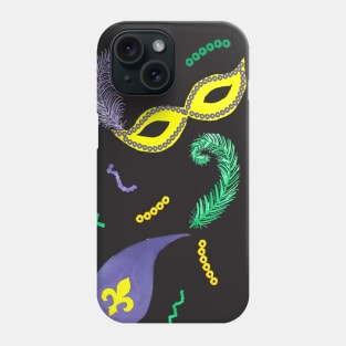 Mardi Gras Paisley Black Background Phone Case