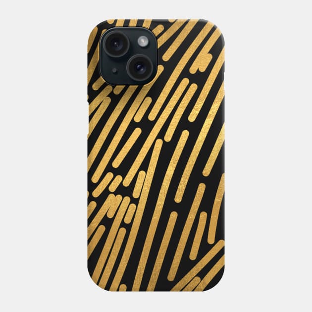 Black Gold colored abstract lines pattern Phone Case by jodotodesign