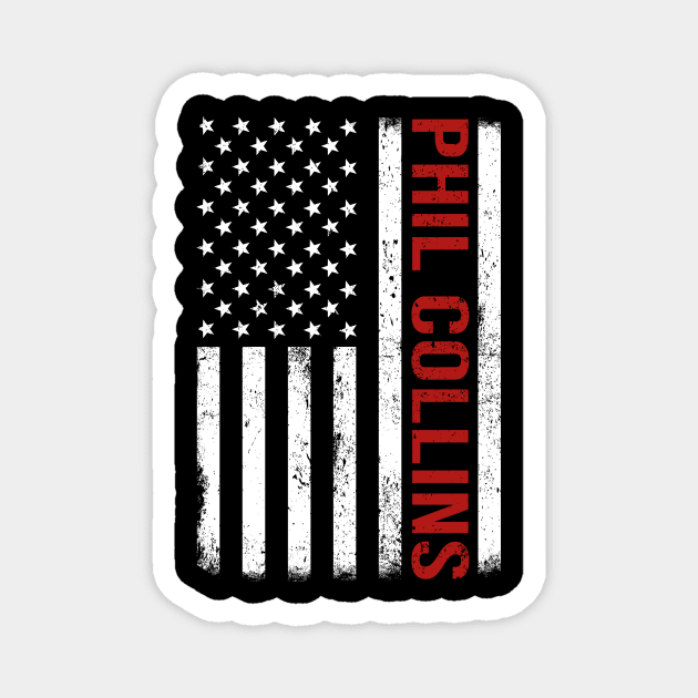 Graphic Phil Collins Proud Name US American Flag Birthday Gift Magnet by Intercrossed Animal 