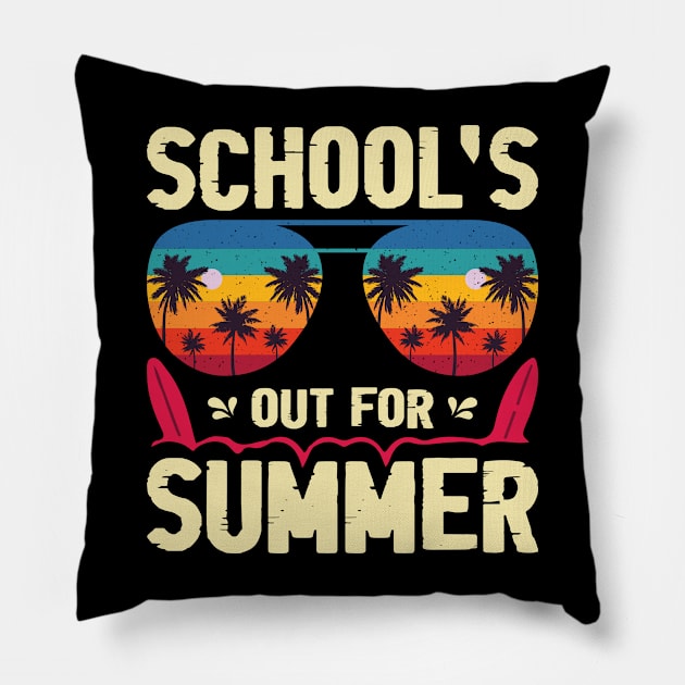 Vintage Style Sunset Summer Dress School's Out For Summer Pillow by Sowrav