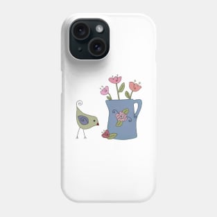 Blumenvase mit Vogel Phone Case