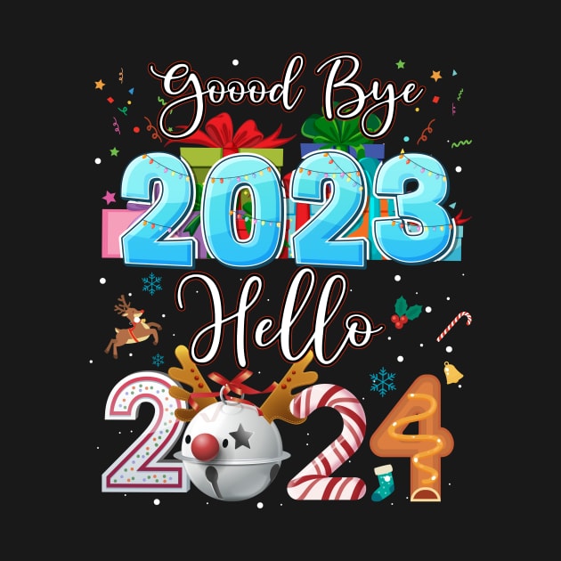 Goodbye 2023 Hello 2024 Christmas Xmas Happy New Year's Eve by GLOBAL TECHNO