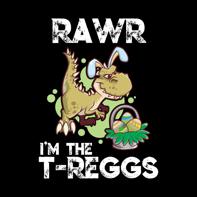 Kids T Rex Easter Bunny Dino T-Shirt Gift Idea Boy & Girl by TellingTales