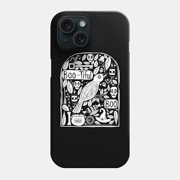 Tombstone Halloween Doodle Phone Case by Scriptnbones