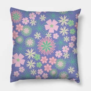 SECRET GARDEN Floral Botanical Cottage Garden Flowers in Pastel Purple Pink White Green - UnBlink Studio by Jackie Tahara Pillow