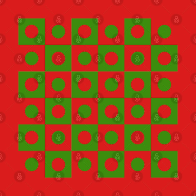 Red and Green Polka Dot Patchwork Pattern by Nuletto