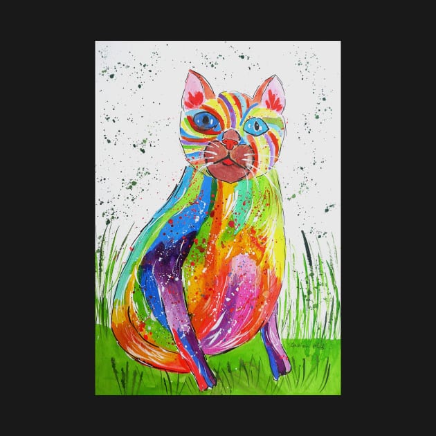 Quirky Colourful Cat by Casimirasquirkyart