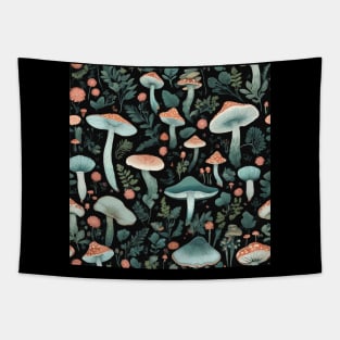 Magic Mushrooms Night Garden Seamless Pattern Tapestry