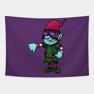 Evil Christmas Elf With Thumbs Down Tapestry