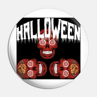 Halloween Smiling Sugar Skulls Pin