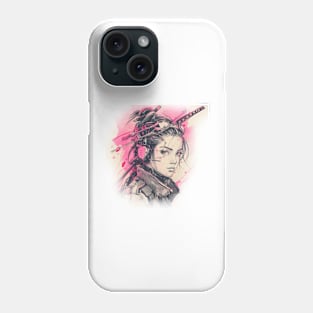 Samurai Girl Pink Cyber Sketch Art Phone Case