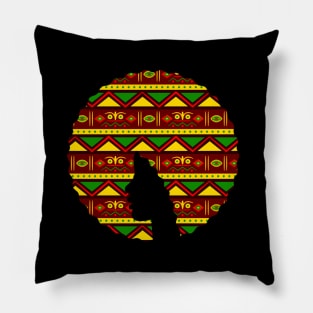 Afro Hair Woman with African Pattern, Black History Pillow