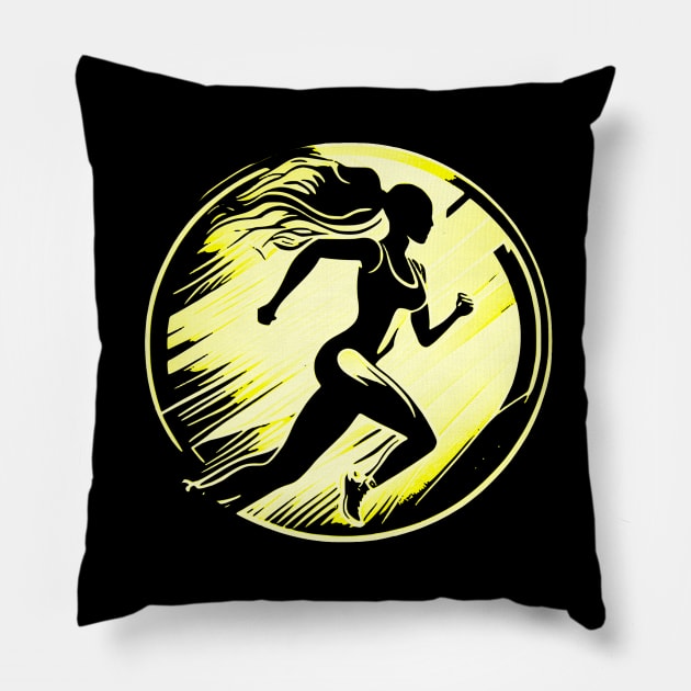 Female Runner Pillow by Embrace Masculinity