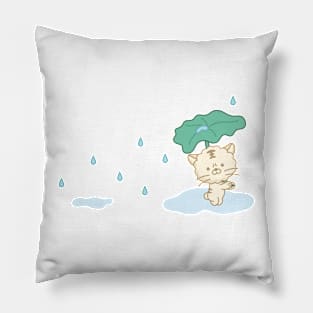 cat with an umbrella Pillow