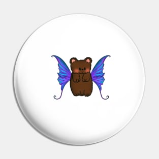 Fairy Teddy Bear with Blue, Teal and Purple  Wings Pin