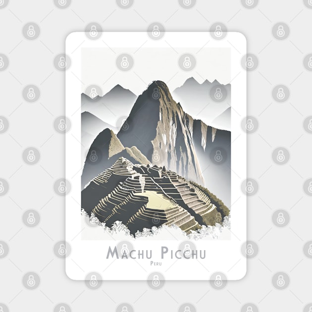 Machu Picchu Peru Minimalist Vintage Travel Poster Magnet by POD24
