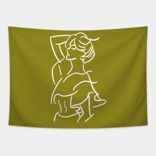 women line art simple Tapestry