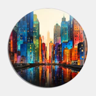 City Landscape Concept Abstract Colorful Scenery Painting Pin