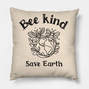 Bee with Save Earth, minimal line, motivational, save the bee Pillow