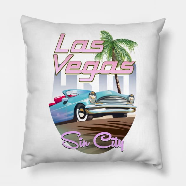 Las Vegas Sin City Travel poster Pillow by nickemporium1