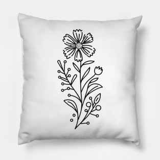 Floral Lines (Black) Pillow