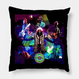 Flying Teapot Threads Elevate Your Style with Gongs Band's Experimental Fusion Vibes Pillow
