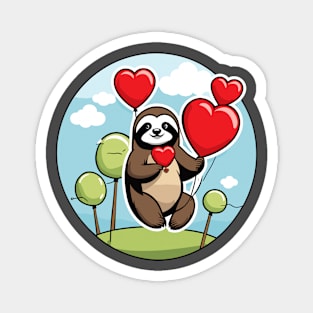 Sloth Heart Balloon - Valentines Day Magnet