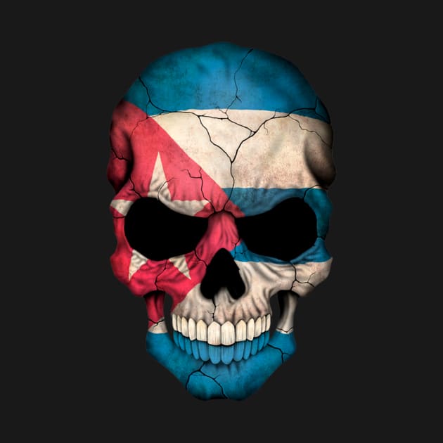 Cuban Flag Skull Floral Skeleton by SkullGrungeSHOP