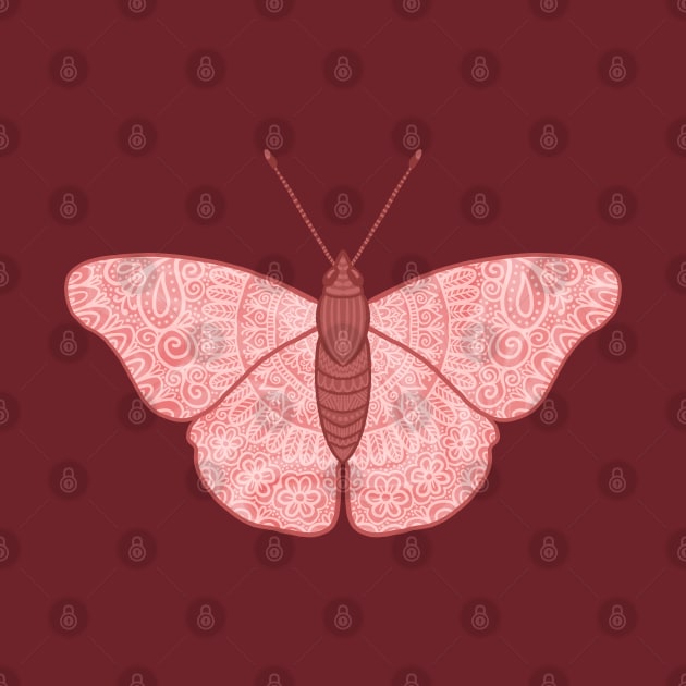 Pink Zen Mandala Butterfly by julieerindesigns