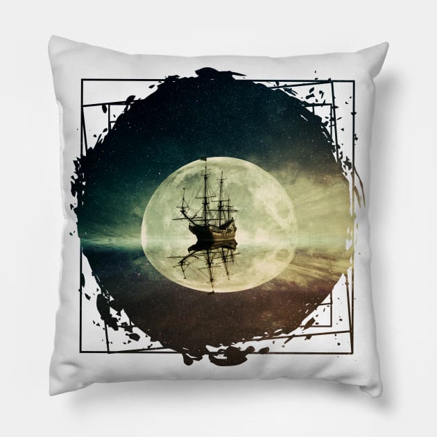 moonlight ship Pillow by psychoshadow