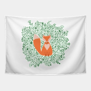 Folk Art Fox in Flowers Tapestry