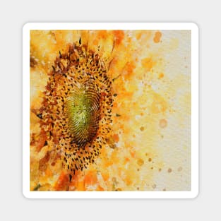 Abstract Watercolor Sunflower Magnet