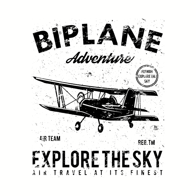 Biplane Adventures, Retro/Vintage Design by VintageArtwork