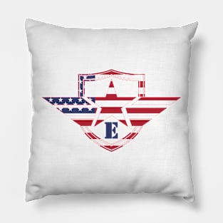 Letter E American Flag Monogram Initial Pillow