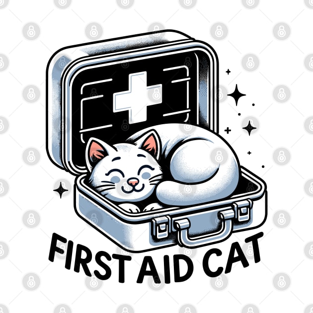 First Aid Cat Pun Nurse Doctor Healthcare Novelty Funny Cat by KsuAnn