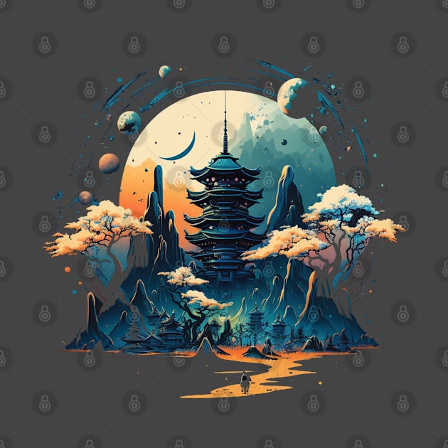 Japanese Temple Tokyo  Asian Inspired Retro Japan by Linco