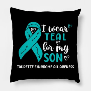 I Wear Teal For My Son Tourette Syndrome Awareness Pillow