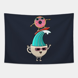 Coffee and donuts beach Tapestry