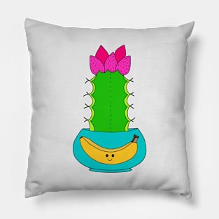 Cute Cactus Design #205: Pretty Hybrid Cactus In Banana Pot Pillow