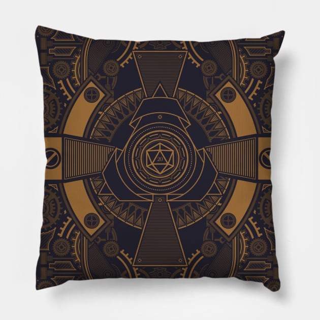 Steampunk Polyhedral D20 Dice Mechanical Tabletop RPG Pillow by dungeonarmory