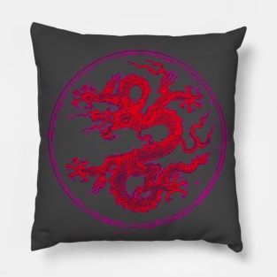 Red Colorful Chinese Dragon Art Pillow